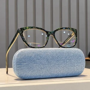 Premium Tortoiseshell Cat-Eye Eyeglasses with Gold-Tone